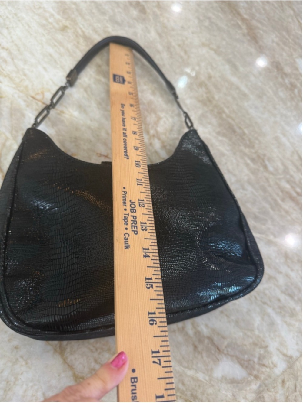 Stuart Weitzman Black Lizard Embossed Shoulder, 90s with no damage noted. Cute - Picture 13 of 13